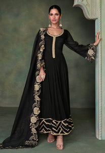 Janisha readymade - black and gold anarkali