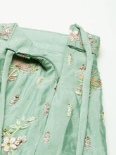 Sea green Georgette Sequins with Heavy Zarkan Embroidery