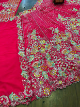 Hot pink multi coloured sequins lehenga