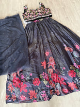 Black chinon crush silk readymade Lehenga