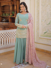 Pista Green readymade embroidered palazzo