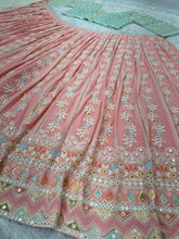 Pastel Lehenga - baby pink and green sequins Lehenga