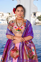 Jacquard silk Lehenga in pink (skirt stitched)