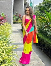 4 colour striped georgette saree