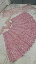 Pastel pink silk Dori work lehenga