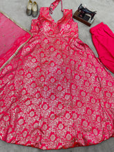 Pink viscose jacquard anarkali
