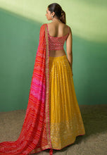 Arna collection - yellow and pink bandhani Lehenga