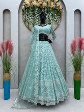 Stylish sky butterfly net Lehenga