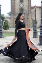 Black Lehenga with crochet dupatta