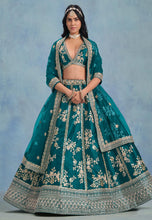 Teal art silk Lehenga