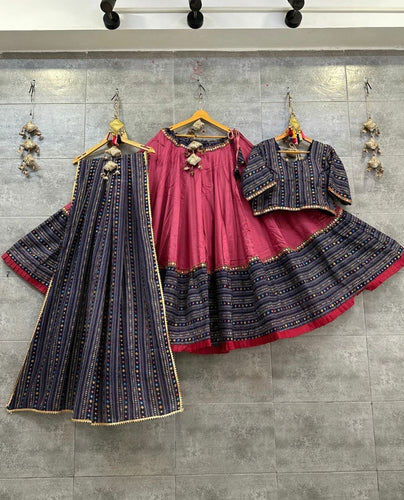 Coloured cotton gala concept with gamthi work - readymade