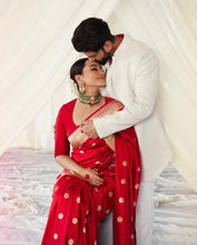 Sonakshi inspired red soft silk saree