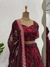 Deep red floral Lehenga