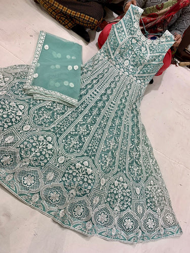 Mint green anarkali