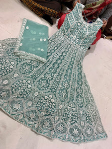 Mint green anarkali