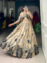 Tussar silk floral print with Koti