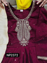 Niks collection - wine silk anarkali with floral dupatta (plus sizes too)
