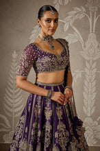 Purple and gold Georgette royal look lehenga