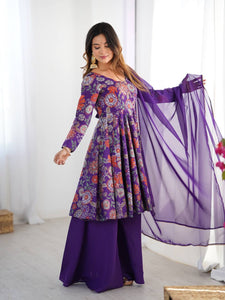 Purple Roman silk kediya style palazzo