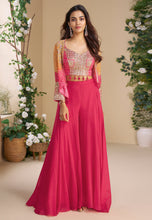 Pink chinon palazzo bandhani print with short jacket