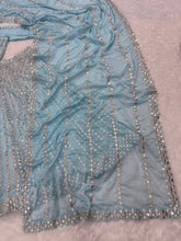 Icy blue Rangoli silk lehenga (pastel)