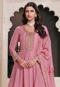 Prachi Desai pink silk anarkali