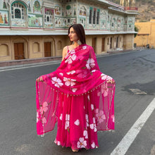 Pink strappy floral salwaar kameez