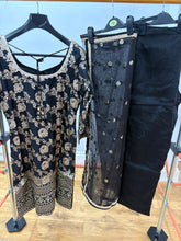 Black and gold banarasi silk salwaar kameez