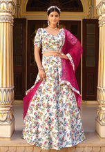 White silk floral Lehenga