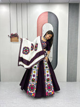 Wine and white pure cotton gamthi work readymade Chaniya Choli