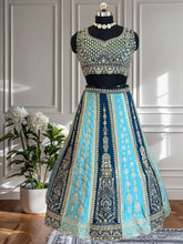 Blue panelled lehenga