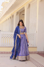 Partywear Lehenga - Royal blue viscose jacquard Lehenga