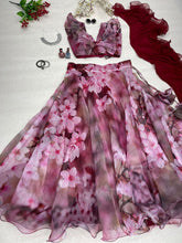 Violet digital print floral Lehenga - readymade