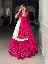 White and pink pure rayon printed chaniya choli readymade
