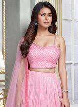 Pink sequins ombré georgette Lehenga