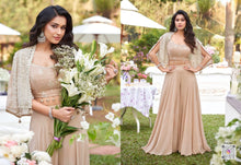 Beige palazzo set with short cape jacket