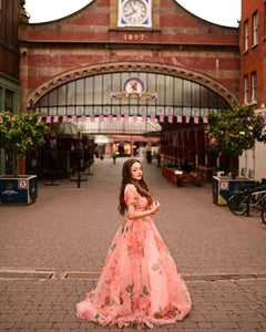 Peach floral printed readymade Lehenga
