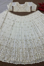 Sequins and bead work off white Lehenga