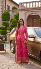 Banarasi silk jacquard jumpsuit in pink