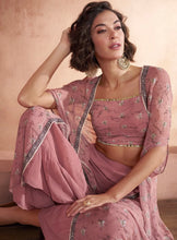 Janisha - dusty pink readymade palazzos with cape