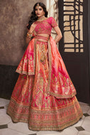 Royal collection- peach and pink banarasi silk Lehenga