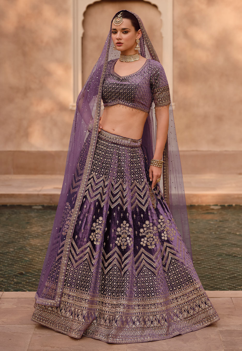 Janisha readymade - crystal silk purple viscose Lehenga