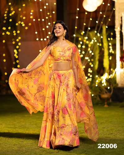 Printed chinon Lehenga readymade (plus sizes too)