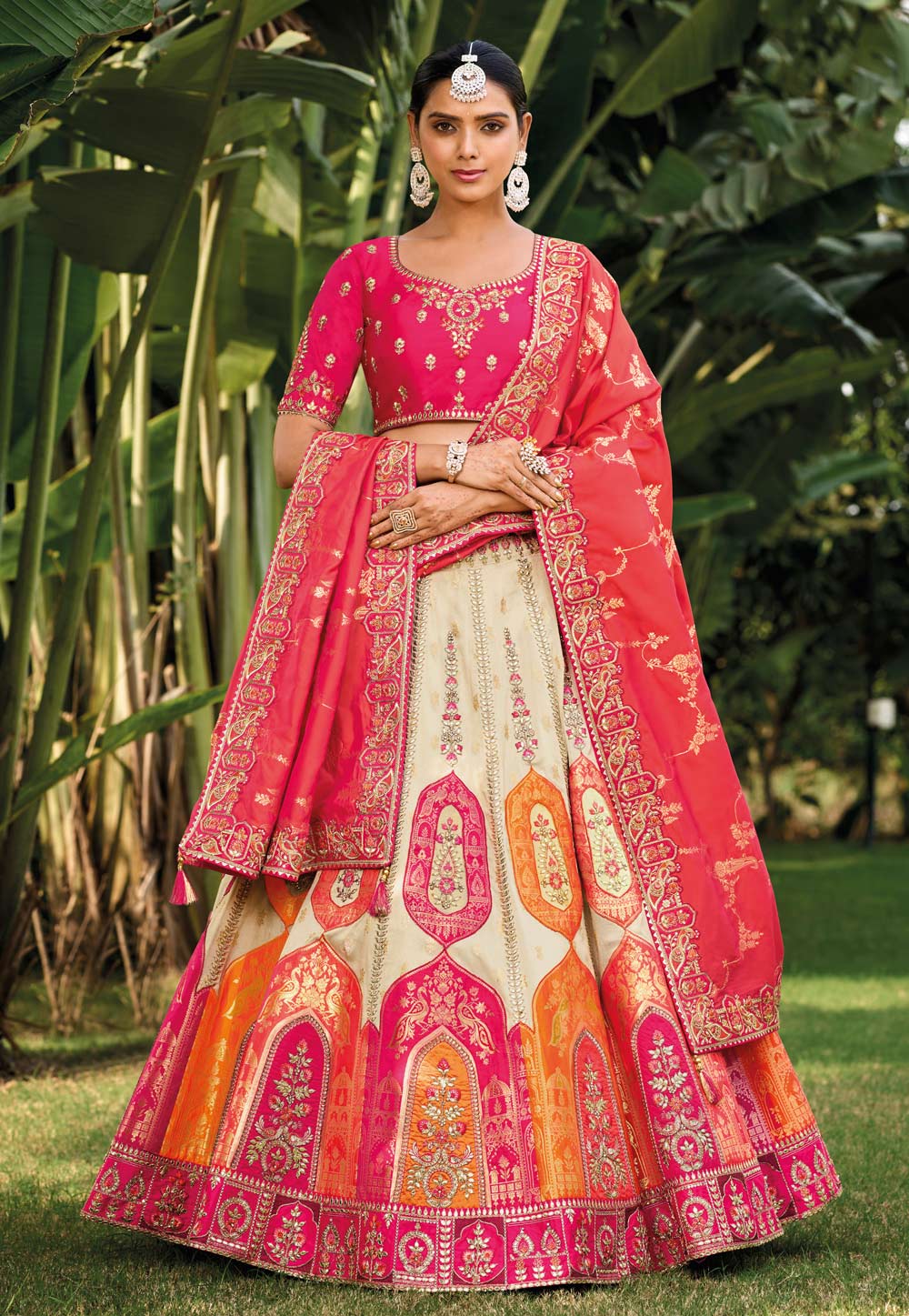 Serenity vol 4 - cream jacquard silk Lehenga