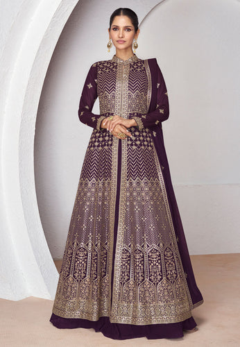 Fusion and trendiest anarkali in wine - readymade