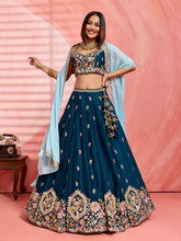 Teal Georgette sequins lehenga