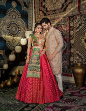 Red bollywood fusion readymade Lehenga (matching men’s kurta available)