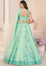 Sea green georgette floral and sequins Lehenga