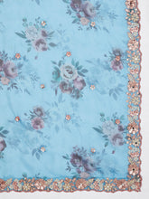 Teal Georgette Lehenga with floral dupatta