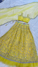 Yellow paper mirror work Lehenga